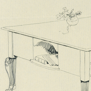 Drawing, Design for Library Table with Side Niche and Leg Variation Indicated, 1900–05