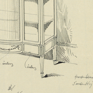 Drawing, Design for China Cabinet with Convex Front, 1900–05