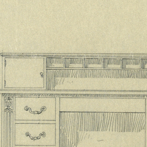 Drawing, Design for Writing Table with Massive Reeded Legs, 1900–05