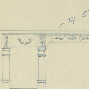 Drawing, Design for Library Table of Oak with Eight Legs, in Two Views, 1900–05