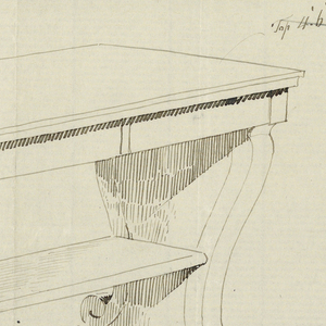 Drawing, Design for Serving Table with Alternate Design Sketch, 1900–05