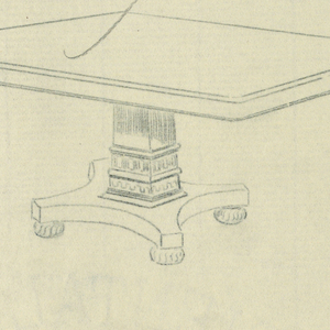 Drawing, Design for a Square Dining Table on Bun Feet, 1900–05