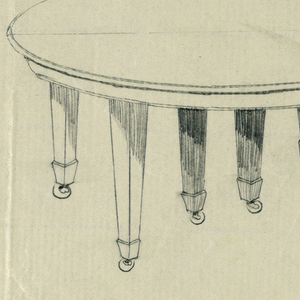 Drawing, Design for a Six-Legged Adjustable Round Table on Casters, 1900–05