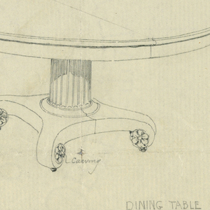 Drawing, Design for Round Dining Table of Mahogany on Scroll-Like Feet, 1900–05