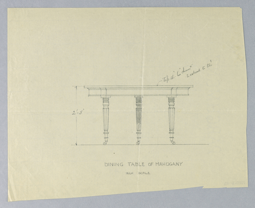 Drawing, Design for (Elevation of) Dining Table of Mahogany