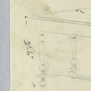 Drawing, Design for Library Table with "H" Stretchers and Ball Feet, 1900–05