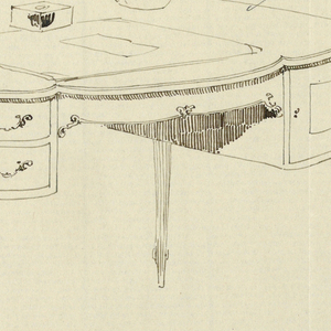 Drawing, Design for Writing Table with Scalloped Front and Vase of Flowers, 1900–05