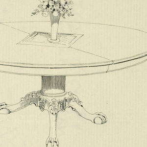 Drawing, Design for a Dining Table of Mahogany with a Flower Vase, 1900–05