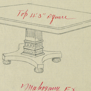 Drawing, Design for a Square Mahogany Dining Table, April 21, 1905