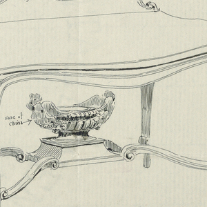 Drawing, Design for  Side Serving Table displaying a Vase of China, 1900–05