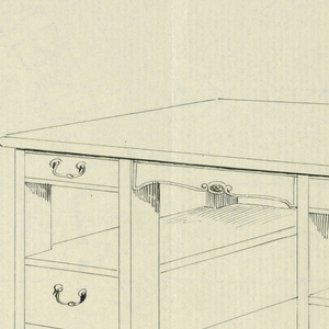 Drawing, Design for Massive Library Table with Plank Legs Decorated Along Edges, 1900–05