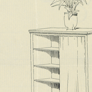 Drawing, Design for Four-Legged Cabinet with a Curtain, 1900–05