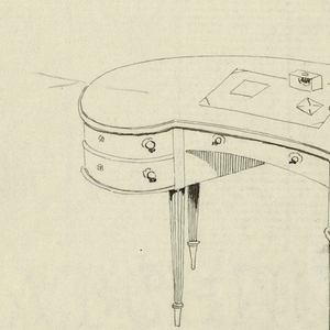 Drawing, Design for Kidney-Shaped Writing Table with Blotter and Book Atop, 1900–05