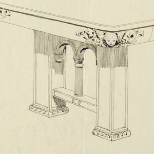 Drawing, Design for Recangular Library Table #2 with Putti Faces Carved on Each of Rounded Corners, 1900–05