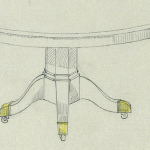 Drawing, Design for Round Dining Table on Octagonal Base, 1900–05