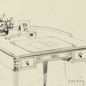 Drawing, Design for Semi-Circular Writing Table for a Chamber, 1900–05