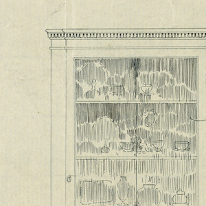 Drawing, Plan and Elevation for Triangular Corner Cabinet, 1900–05