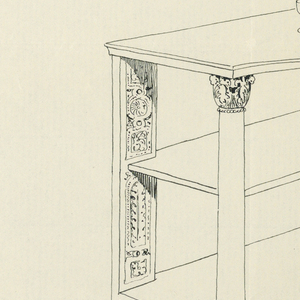 Drawing, Design for Side Serving Table with two shelves adorned by two Corinthian- column front supports on a two-drawer base, 1900–05
