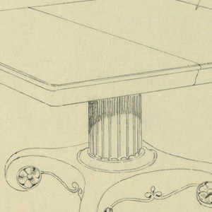 Drawing, Design for a Dining Table on a Scrolled Base, 1900–05