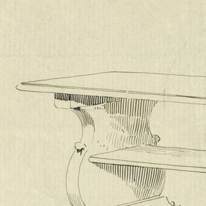 Drawing, Design for Library Table "b" with Carved, Solid, Scrolled Sides, 1900–05