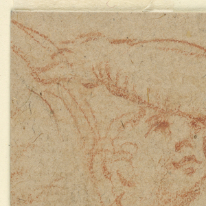 Drawing, Seated Child Supporting a Medallion, 1550–1600