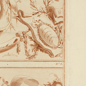 Print, Plate 8 from Cahier d ornements et frises dessinés (Book of Ornaments and Friezes), 1777
