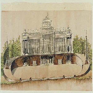 Drawing, Elevation of the Garden Facade of a Public Building, ca. 1790