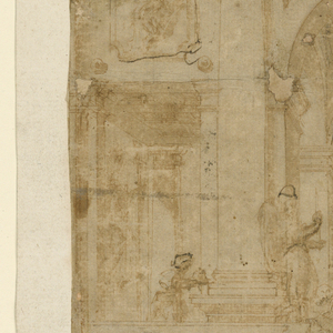 Drawing, Alternate Views of a Domed Building with Portico, 1650-1700