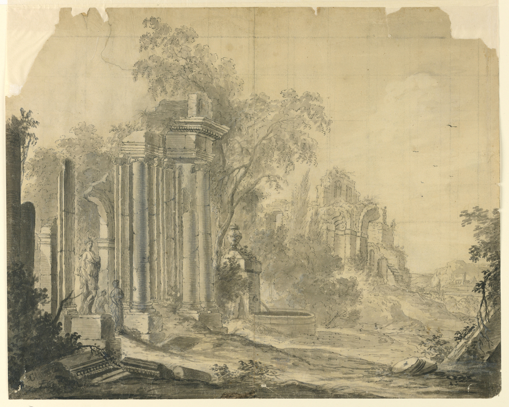 Drawing, Landscape with classical ruins