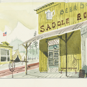 Drawing, Stage Design: Front of Saddle Rock Sallon, for The Unsinkable Molly Brown, 1960