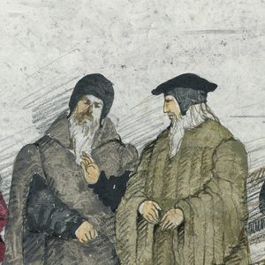 Drawing, Costume Design: Burghers, for Faust, 1968