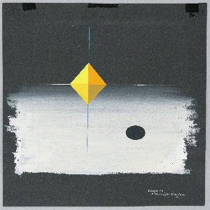 Drawing, Abstract Composition With Yellow Diamond and Black Circle