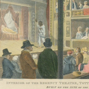 Print, Interior and Exterior Views of the Regency Theater, Tottenham Street, London, 1817