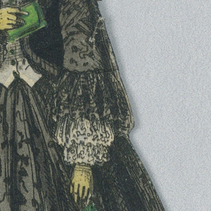 Print, Paper Doll Costume in Black with Red Shawl, 1876–80