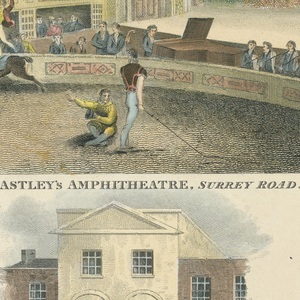 Print, Interior and Exterior Views of the Arena of Astley