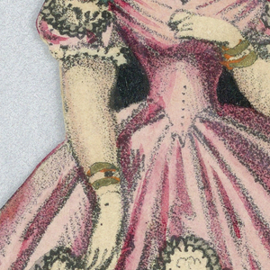 Print, Paper Doll Costume in Pink and White Lace, 1876–80