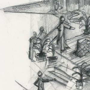Drawing, Set Design: Act III, Scene 1, for Merton of the Movies, 1968