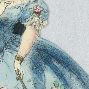Print, Paper Doll Costume in Blue with White Trim and Garlands, 1876–80