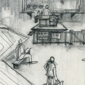 Drawing, Stage Design: Act I, Scene 2, Reception Room, for Merton of the Movies, 1968