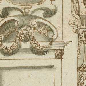 Drawing, Decorative Motifs and the Head of a Woman, ca. 1580