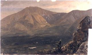 Drawing, Mt. Katahdin from South Turner Mountain, Maine