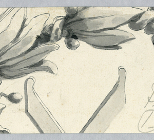 Drawing, Fragment of a wreath with monograph of Christ, 1725–77