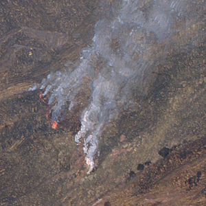 Drawing, Mountainside with brush-fire, June 1865