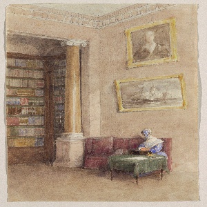 Drawing, Library, possibly 1850s