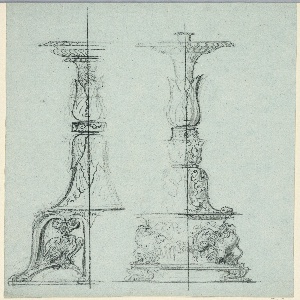Drawing, Two Designs for Candlesticks, ca. 1810