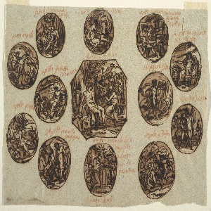 Drawing, Thirteen Apollo Subjects for Ceiling, early 19th century