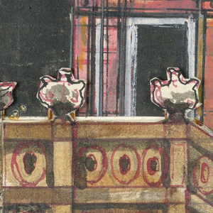 Drawing, Stage Design: Variation of the Palace Terrace, Act I, Scene 2, for Don Giovanni, 1957