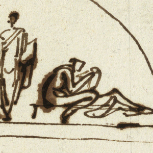 Drawing, Design for Lunette with Apollo, Mnemosyne and Jove, 1812