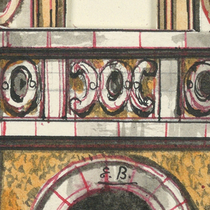 Drawing, Stage Design: Variation of the Palace Terrace, Act I, Scene 2, for Don Giovanni, 1957
