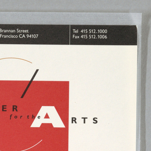 Letterhead, Stationary for the Center for the Arts, Yerba Buena Gardens, San Francisco (first page), 1991–94